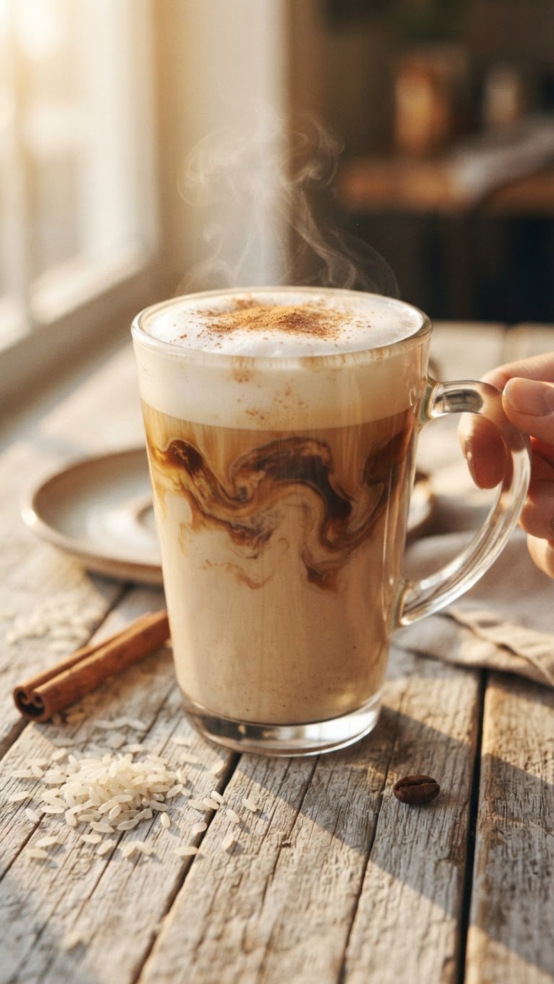 Homemade Horchata Latte Preparation