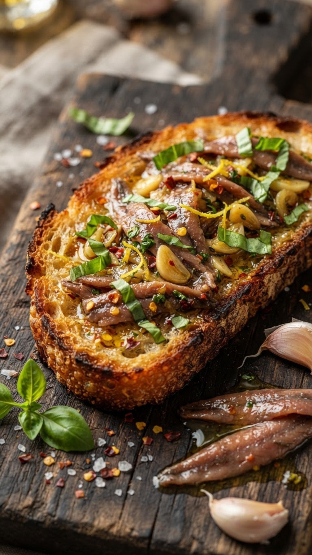 Savory Anchovy Toast Preparation