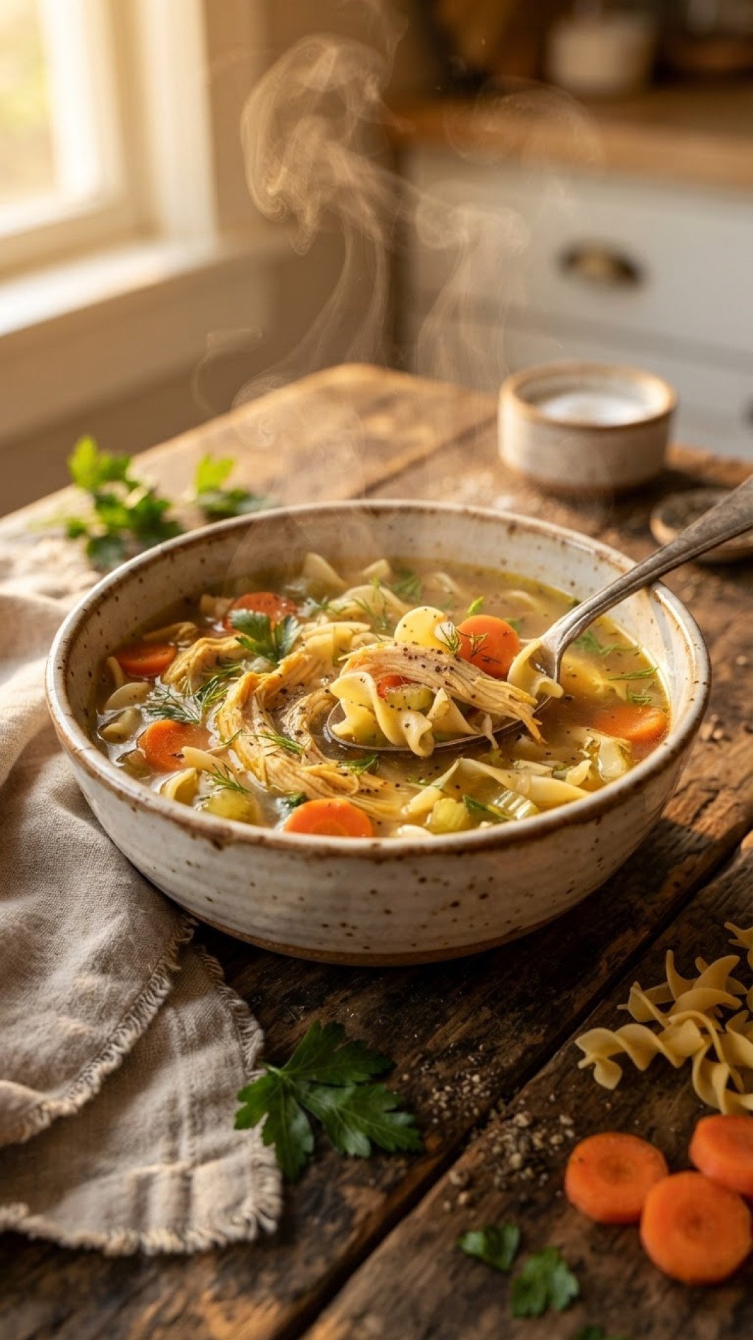 Whole Chicken Noodle Soup Preparation